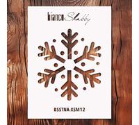 biancoShabby® Stencil Natale RIUTILIZZABILE Made in Italy - Stencil Professionale per Decorazioni Natalizie, Mobili e Pareti - Fiocco Neve 03 Extra Small