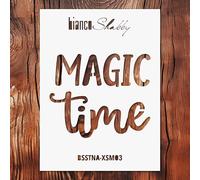 biancoShabby® Stencil Natale RIUTILIZZABILE Made in Italy - Stencil Professionale per Decorazioni Natalizie, Mobili e Pareti - Scritte Natale 03 Extra Small