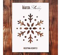 biancoShabby® Stencil Natale RIUTILIZZABILE Made in Italy - Stencil Professionale per Decorazioni Natalizie, Mobili e Pareti - Fiocco Neve 04 Extra Small