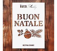 biancoShabby® Stencil Natale RIUTILIZZABILE Made in Italy - Stencil Professionale per Decorazioni Natalizie, Mobili e Pareti (Scritte Natale 02 Small)