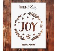 biancoShabby® Stencil Natale RIUTILIZZABILE Made in Italy - Stencil Professionale per Decorazioni Natalizie, Mobili e Pareti - Scritte Natale 08 Extra Small
