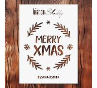 biancoShabby® Stencil Natale RIUTILIZZABILE Made in Italy - Stencil Professionale per Decorazioni Natalizie, Mobili e Pareti - Scritte Natale 07 Extra Small