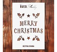 biancoShabby® Stencil Natale RIUTILIZZABILE Made in Italy - Stencil Professionale per Decorazioni Natalizie, Mobili e Pareti - Scritte Natale 06 Small