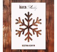 biancoShabby® Stencil Natale RIUTILIZZABILE Made in Italy - Stencil Professionale per Decorazioni Natalizie, Mobili e Pareti - Fiocco Neve 01 Extra Small