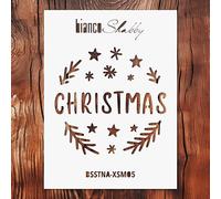 biancoShabby® Stencil Natale RIUTILIZZABILE Made in Italy - Stencil Professionale per Decorazioni Natalizie, Mobili e Pareti - Scritte Natale 05 Extra Small