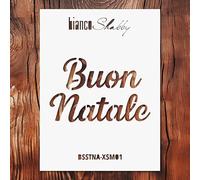 biancoShabby® Stencil Natale RIUTILIZZABILE Made in Italy - Stencil Professionale per Decorazioni Natalizie, Mobili e Pareti - Scritte Natale 01 Extra Small
