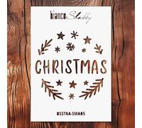 biancoShabby® Stencil Natale RIUTILIZZABILE Made in Italy - Stencil Professionale per Decorazioni Natalizie, Mobili e Pareti - Scritte Natale 05 Small