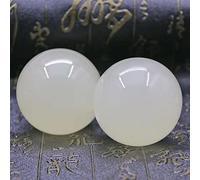 BIANMTSW 1Pair 50mm Natural Jade Baoding Ball Fitness Pallamano Quarzo Sfera Relax Mano Polso Esercizio Massaggio Terapia Pietra Equilibrio Cristallo Collezioni di casa (Color : Ice Afghani Jade)