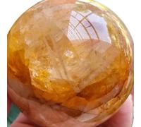 BIANMTSW 1pc 100-200g Golden Healer Fire Hematoid Crystal Ball Orbit Statue