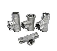 BIANMTSW 304 Stainless Steel Male to Femlae Fitting 3/8" inch FFM FMF MMF MFM 3 Ways Tee Type Water Pipe SS304 Joint Connector(FMF)