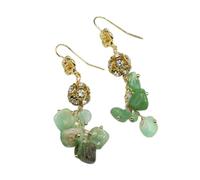BIANMTSW Collana da donna con perle di quarzo di crisoprasio verde, set di orecchini con ciondolo in giada verde, regalo semplice, One Size, agata