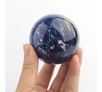 BIANMTSW Cristallo Naturale Grezzo 60mm-70mm Naturale Lucido venature Blu Pietra Sfera di Cristallo Gemme Sfera di Quarzo con Supporto in Legno 1pz Arredamento for la casa Collezioni di casa