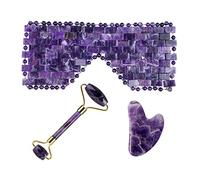 BIANMTSW Maschera for Il Viso in Giada di Cristallo Viola Set di rulli massaggiatore for Raschietto Gua Sha Set di Pietre guazzo Ametista Naturale, Tipo 4 Collezioni di casa