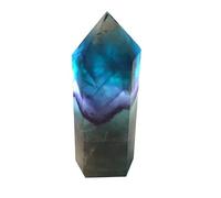 BIANMTSW Punto di Cristallo Naturale Intagliato a Mano Bella Torre di Fluorite Verde Blu 300g-450g for la Decorazione Domestica 1pz Regalo Collezioni di casa