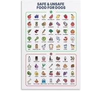 BIANMTSW Tabella degli alimenti umani per cani, guida visiva a ciò che è sicuro e cosa è tossico, conoscenza delle cure preventive, stampa educativa per cucina e aula incorniciata, 40 x 60 cm