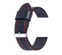 Biannbjx Cinturino per orologio 18/20/22/24mm Bracciale universale di ricambio per cinturino in morbida pelle di vacchetta, Nero Rosso-argento, 20mm
