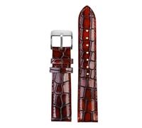 Biannbjx Cinturino per orologio in pelle di vitello con texture coccodrillo Cinturino 18mm 20mm 22mm per fibbia solida da uomo, Marrone-argento, 20mm