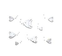 Bianriche Adesivo da parete a specchio in acrilico, rimovibile, a forma di pesce, decorazione per casa, soggiorno, camera da letto, bagno, colore: argento
