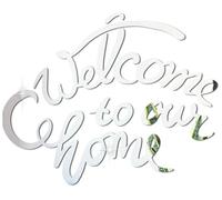 Bianriche Adesivo da parete a specchio in acrilico, rimovibile, con scritta "Welcome to our Home", decorazione per casa, bagno, soggiorno, camera da letto, colore: argento