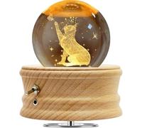 BIAOQINBO - Carillon a forma di sfera di cristallo, carillon in legno rotante a 360° con funzione di proiezione, regali per donne, mamma, festa della mamma, festa del papà, festa dei bambini