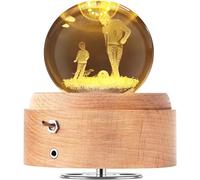 BIAOQINBO - Carillon a forma di sfera di cristallo, carillon rotante in legno a 360°, padre e figlio giocano a calcio con luce, funzione di proiezione illuminata, regalo per Natale, compleanno, San