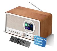 BIAOQINBO DAB Plus/DAB+ / FM Radio con Bluetooth Telecomando e Alimentazione a Rete, Radio Digitale Radiosveglia con Doppio Allarme, Porta USB/AUX, Timer di Spegnimento, 30 Stazioni Preimpostate