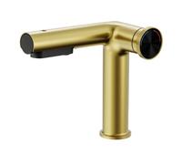 BiaoTeng Miscelatore con Doccetta Estraibile per Lavabo Bagno 3 Funzioni Caldo e Freddo Ottone Rubinetto Bagno Lavabo Monoforo Oro Spazzolato