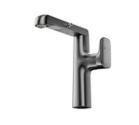 BiaoTeng Miscelatore con Doccetta Estraibile per Lavabo Bagno 3 Funzioni Caldo e Freddo Ottone Rubinetto Lavandino Bagno Monocomando Grigio