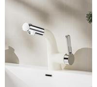 BiaoTeng Miscelatore con Doccetta Estraibile per Lavabo Bagno 3 Funzioni Caldo e Freddo Ottone Rubinetto Bagno Lavabo con Doccino Bianco