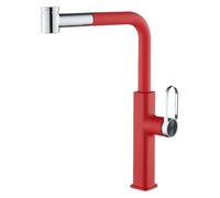 BiaoTeng Miscelatore con Doccino Estraibile per Lavello Cucina 2 Modalità Caldo e Freddo Rubinetto Monoforo per Lavello da Cucina Monocomando Rosso + Rgento