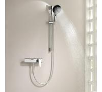 BiaoTeng Miscelatore Vasca da Bagno a Cascata con Doccetta e Asta 3 Modalità Caldo e Freddo Ottone Set Rubinetti Vasca da Bagno Cromo