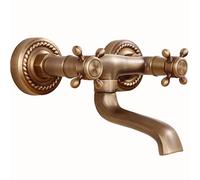 BiaoTeng Rubinetti Bagno Lavabo A Muro,Rubinetto Doppia Maniglia,Rubinetto Lavandino Bagno Vintage,Rubinetto Bagno Lavabo Retro,Miscelatore Bagno Vintage