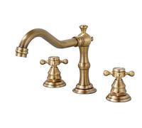 BiaoTeng Rubinetti Lavabo Bagno 3 Fori,Miscelatore Lavabo Bagno Vintage Ottone,Doppia Maniglia,Rrubinetti Bagno 3 Fori Lavabo e Bidet,antico