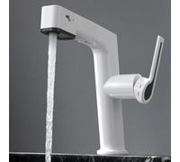 BiaoTeng Rubinetto Bagno Lavabo con Doccetta Estraibile 3 Funzioni Caldo e Freddo Miscelatore Lavandino Bagno Ottone Bianco