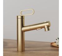 BiaoTeng Rubinetto Bagno Lavabo con Doccetta Estraibile 3 Funzioni Caldo e Freddo Ottone Miscelatore Lavabo Bagno Monocomando Oro Spazzolato