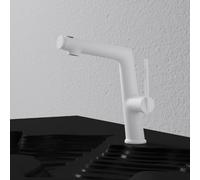 BiaoTeng Rubinetto Bagno Lavabo con Doccetta Estraibile per Lavandino 3 Funzioni Caldo e Freddo Ottone Miscelatore Lavandino Bagno con Doccetta Bianco