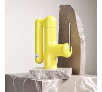 BiaoTeng Rubinetto Bagno Lavabo con Doccetta Estraibile per Lavandino Girevole a 360° 3 Funzioni Caldo e Freddo Miscelatore Lavandino Bagno Ottone Giallo