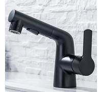 BiaoTeng Rubinetto da Bagno con Doccetta Estraibile 3 Funzioni Caldo e Freddo Ottone Miscelatore Lavandino Bagno con Doccetta Nero