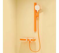 BiaoTeng Rubinetto per Vasca da Bagno a Muro con Doccia a Cascata 3 Modalità Caldo e Freddo Ottone Set Rubinetti Vasca da Bagno colore Arancione