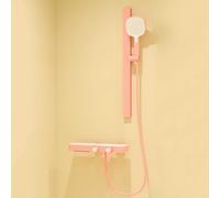 BiaoTeng Rubinetto per Vasca da Bagno a Muro con Doccia a Cascata 3 Modalità Caldo e Freddo Ottone Set Rubinetti Vasca da Bagno Rosa