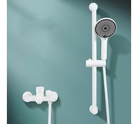 BiaoTeng Rubinetto per Vasca da Bagno a Muro con Doccia e Asta 3 Modalità Caldo e Freddo Monocomando Ottone Set Rubinetti Vasca da Bagno Bianco