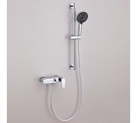 BiaoTeng Rubinetto per Vasca da Bagno a Muro con Doccia e Asta 6 Modalità Caldo e Freddo Monocomando Ottone Rubinetti per Vasca da Bagno Cromo