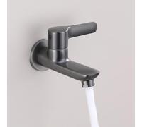 BiaoTeng Rubinetto Singolo Acqua Fredda Ottone Rubinetto a Parete Lavatoio Esterno Grigio