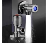 BiaoTeng Valvola ad Angolo 1/2 da Parete Set di 2 Rotondo Grigio | Valvola Rubinetto Ottone Acqua Calda e Fredda Universale per Lavabo Cucina Bagno