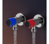 BiaoTeng Valvola Angolare 1/2 da Parete Set di 2 Quadrato Argento | Valvola a Squadra Ottone Acqua Calda e Fredda Universale per Lavabo Cucina Bagno