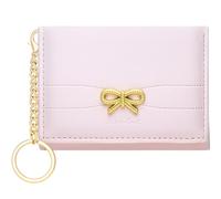 BIAOTIE Coquette - Portafoglio da donna, piccolo e sottile, a tre pieghe, con portachiavi, grazioso porta carte estetico per ragazza, Rosa, Trifold