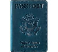 BIAOTIE Custodia per passaporto in pelle di alta qualità, con blocco RFID, da viaggio, per passaporto, libri, da viaggio, indispensabile, per donne e uomini, Blu, Viaggiare