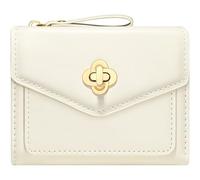 BIAOTIE Piccolo portafoglio da donna in pelle bifold tasca portafoglio RFID blocco porta carte di credito carino borsa con cerniera tasca portamonete, Bianco panna., Minimalista