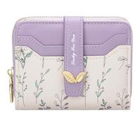 BIAOTIE Portafoglio da donna carino floreale fiore portafoglio RFID porta carte di credito borsa piccola doppia cerniera portamonete con finestra ID, Lavanda Fl