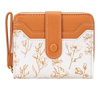 BIAOTIE Portafoglio da donna, portafoglio con fiori RFID da donna, piccolo portafoglio bifold con cerniera intorno alla tasca portamonete carino borsa da donna, Arancione, Fiore
